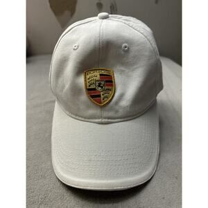 Porsche Hat Cap Strap Back White Embroidered Patch Mens Sports Car Racing Logo